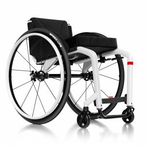 Küschall The KSL manual wheelchair, white with red tag. Küschall The KSL manual wheelchair, white with red tag.