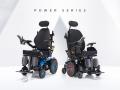 Power Series - Blue TDX SP2 power chair & Red AVIVA RX power chair